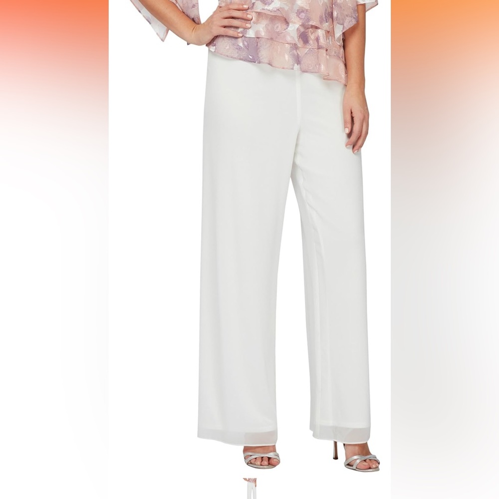 NWT Alex Evenings pants, sheer overlay, fully lined. Pull-on elastic waist. - Picture 6 of 7